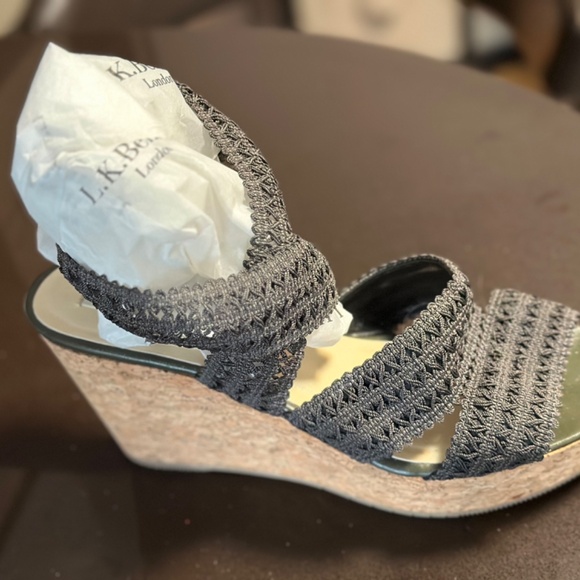 L.K. BENNETT Eimear CORK PLATFORM WEDGE SANDALS SZ 41 EU/10 US - Picture 2 of 6
